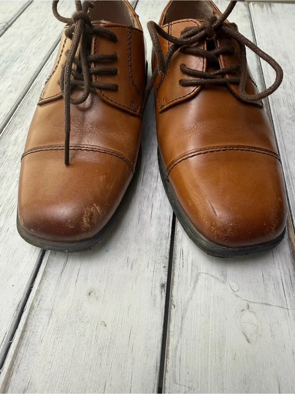 Florsheim Tan Brown Leather Lace-Up Oxfords